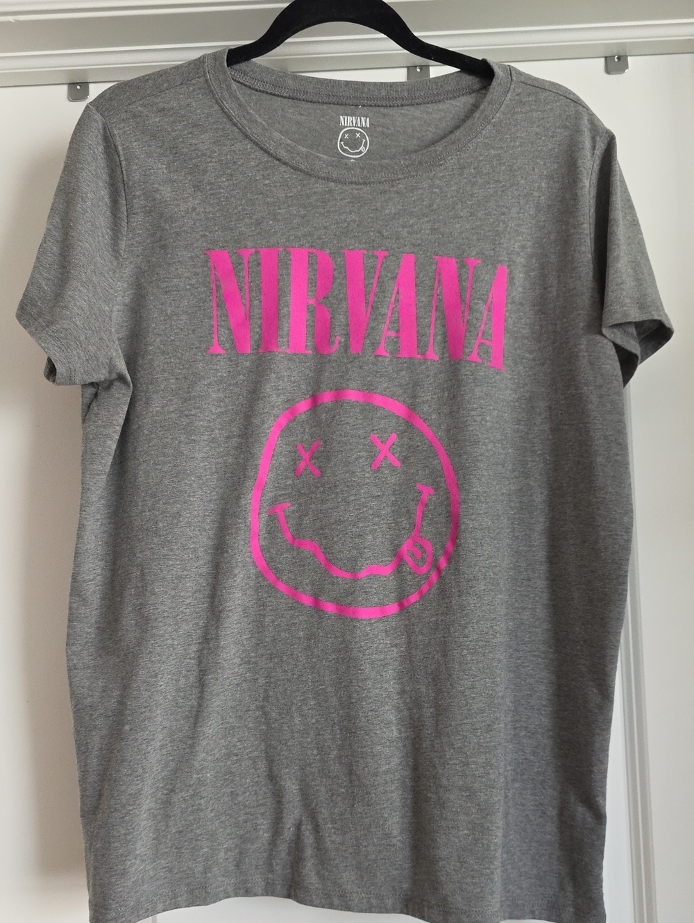 NWOT torrid 0 Gray Tee with Pink Nirvana Logo